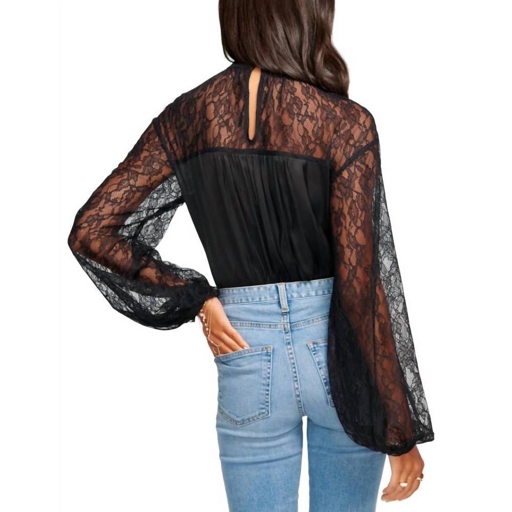 NEW RAMY BROOK sorinda lace mock neck top in black - Picture 2 of 3